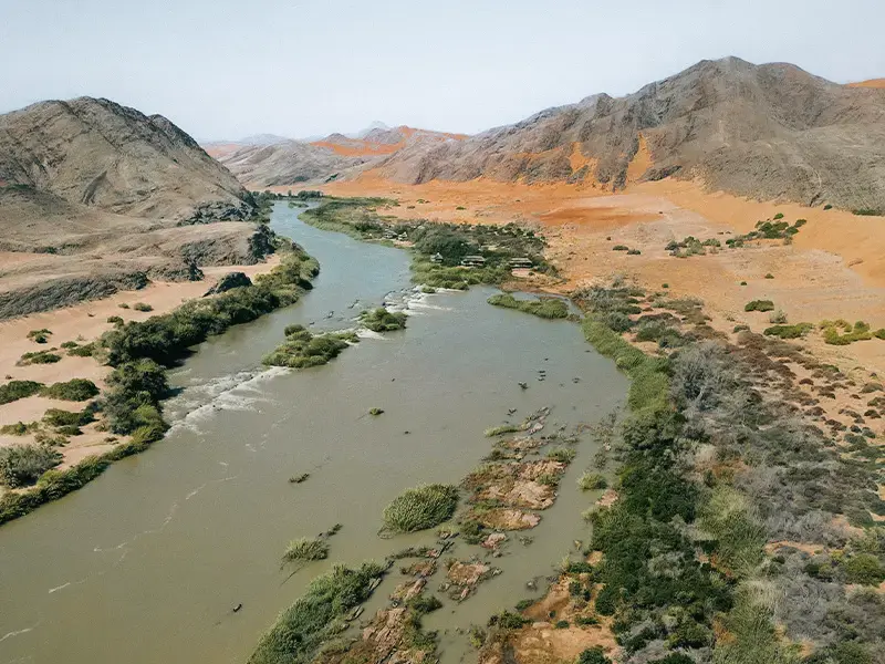 Aerial view of Serra Cafema and Kunene River